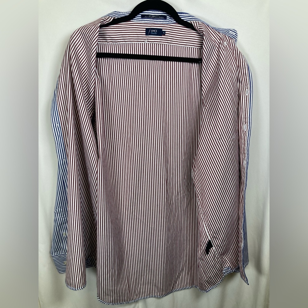 Lincs Davis Chu Men's Blue and White Striped Button Down Shirt Sz XL - Picture 15 of 16